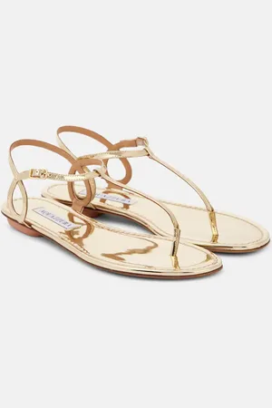 Aquazzura Almost Bare metallic leather thong sandals