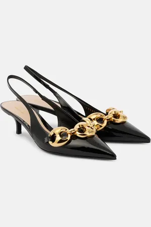Gucci Marina Chain patent leather slingback pumps