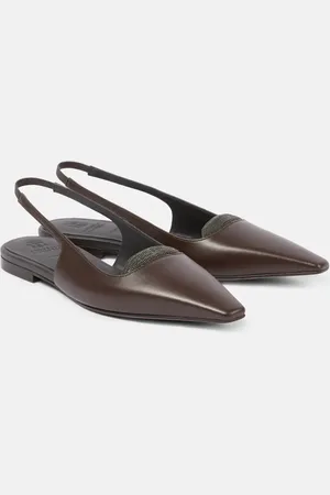 Brunello Cucinelli Monili leather slingback flats