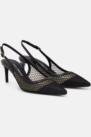 Dolce & Gabbana Mesh-trimmed leather slingback pumps