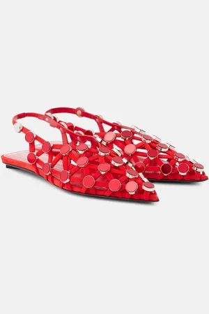 The Attico Grid studded suede slingback flats