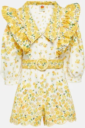 Farm Rio Ruffled floral cotton romper