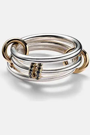 SPINELLI KILCOLLIN Dion SG sterling stacked ring with black diamonds