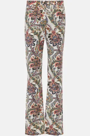 Etro Printed mid-rise straight jeans
