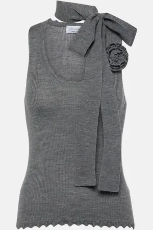 BLUMARINE Floral-appliquÃ© wool tank top