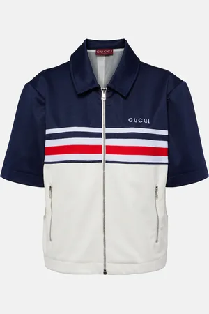 Gucci Logo technical jersey zip-up top