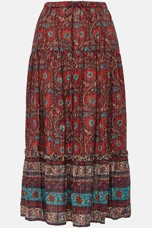ULLA JOHNSON Paige printed cotton-blend midi skirt