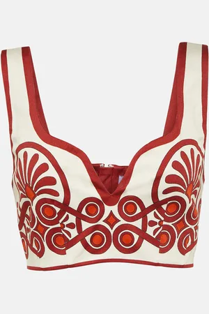 La DoubleJ Baia printed cotton-blend crop top