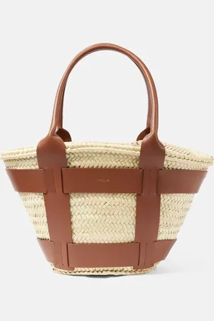 DeMellier Santorini leather-trimmed raffia tote bag