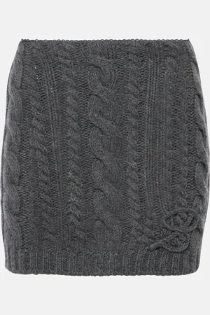 BLUMARINE Cable-knit wool and cashmere miniskirt