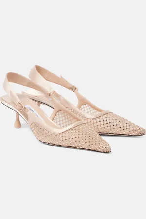 Jimmy Choo Amel 50 embellished mesh slingback pumps