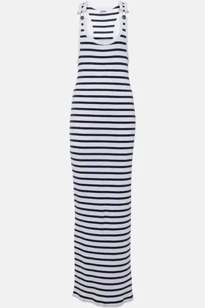 Jean Paul Gaultier Striped ribbed-knit cotton midi dress