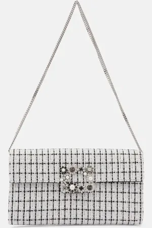 Roger Vivier Envelope Flap Flower Buckle satin clutch