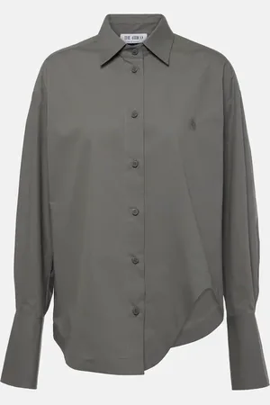 The Attico Eliza asymmetric cotton canvas shirt