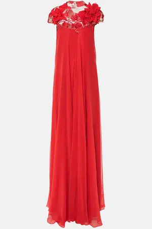 MONIQUE LHUILLIER Trapeze embroidered gown