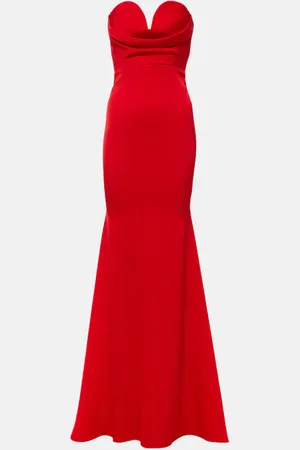 ALEX PERRY Gathered strapless satin gown