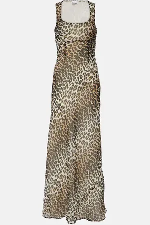Ganni Leopard-print chiffon maxi dress