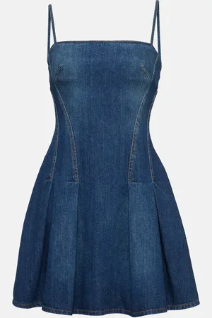 Alexander McQueen Pleated denim minidress