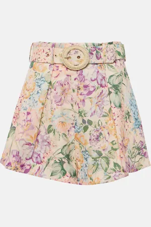 ZIMMERMANN Halliday floral high-rise linen shorts