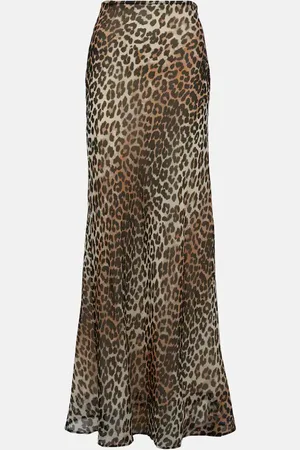 Ganni Leopard-print chiffon maxi skirt