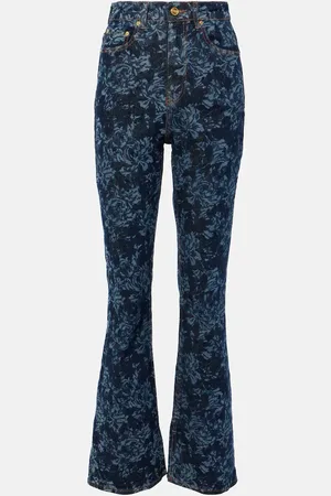 Ganni Printed high-rise flared jeans