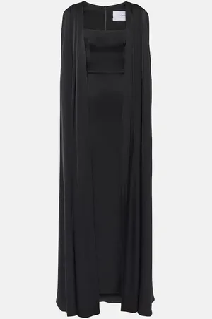 ALEX PERRY Caped satin crÃªpe gown