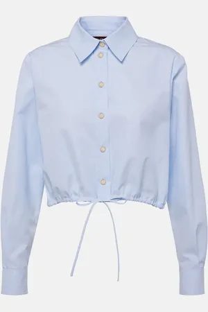 Gucci Pinstriped cropped cotton jacquard shirt
