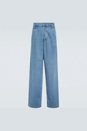 DRIES VAN NOTEN Pleated high-rise wide-leg jeans