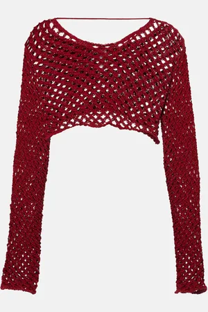 Bananhot Magen open-knit cotton-blend crop top