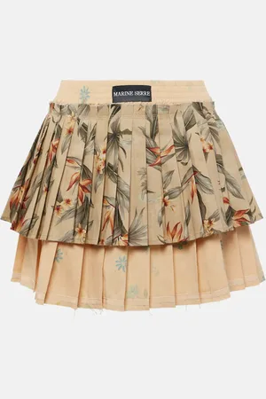 Marine Serre Upcycled Household pleated linen miniskirt