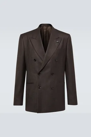 LARDINI Double-breasted virgin wool blazer