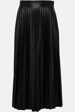 Maison Margiela Pleated high-rise faux leather midi skirt