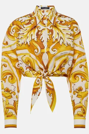Dolce & Gabbana Majolica cropped cotton poplin shirt