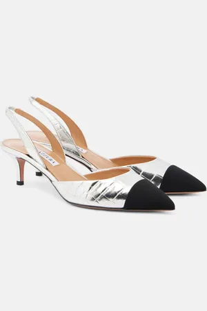 Aquazzura Milanese metallic leather slingback pumps