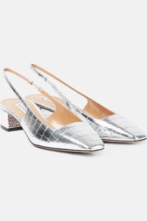 Aquazzura Ginza croc-effect leather slingback pumps