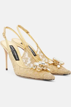 Dolce & Gabbana Embellished lace slingback pumps