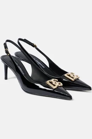 Dolce & Gabbana Logo leather slingback pumps