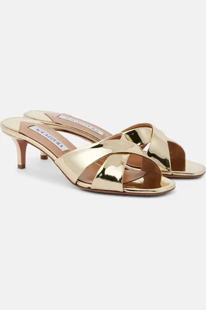 Aquazzura Divine 50 mirrored leather mules