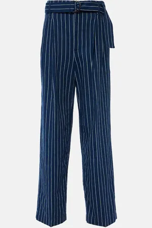 Ralph Lauren Pinstriped linen and cotton straight pants