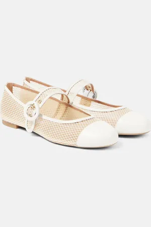 Aquazzura Solstice mesh and leather Mary Jane flats