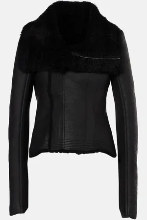 Rick Owens Naska wool-trimmed leather jacket