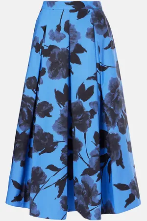 Erdem Printed cotton poplin midi skirt