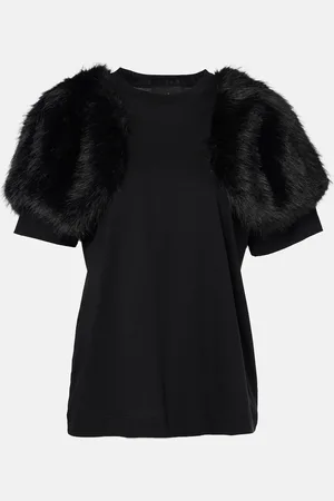 Simone Rocha Faux fur-trimmed cotton jersey top