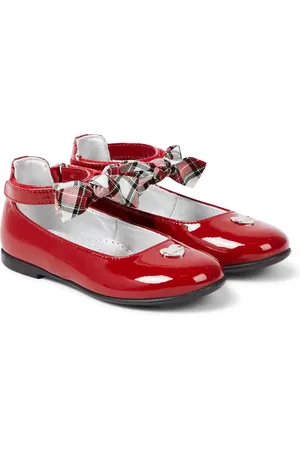 MONNALISA Bow-detail patent leather ballet flats