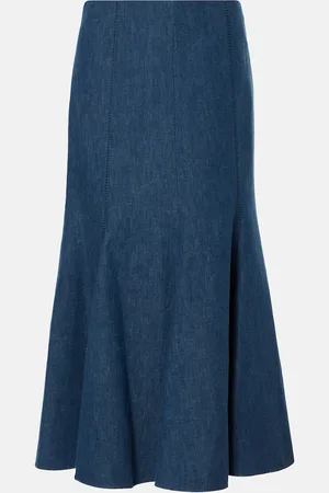 GABRIELA HEARST Amy flared cotton and linen midi skirt