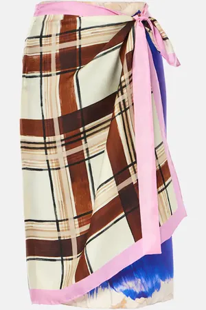 DRIES VAN NOTEN Printed silk wrap skirt