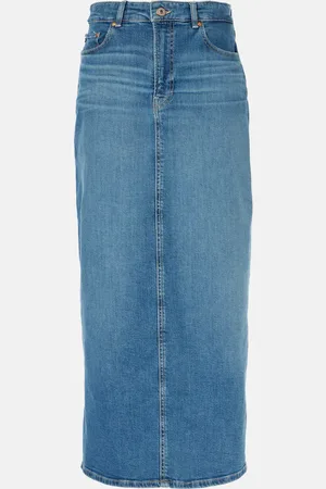 AG Jeans High-rise denim midi skirt