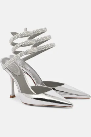 RENE CAOVILLA Cleo embellished metallic leather pumps