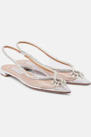 Aquazzura Seduction crystal-embellished PVC slingback flats