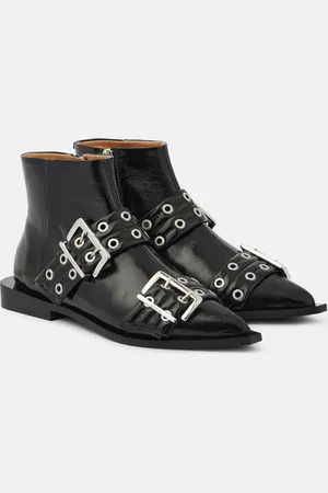 Ganni Faux leather biker boots